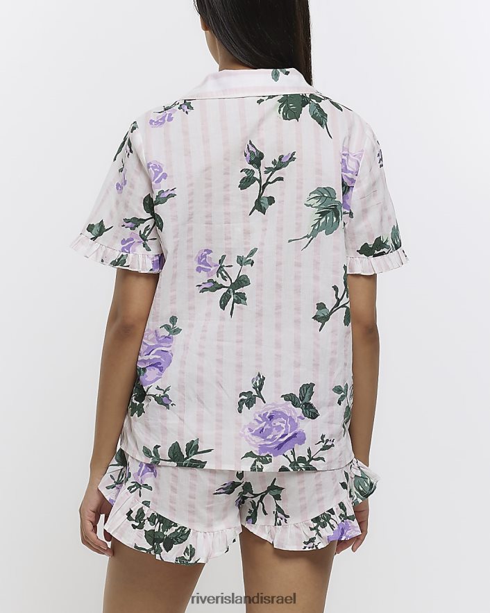 לבוש River Island חולצת פיג'מה מודפסת וָרוֹד נשים BDZ4084597