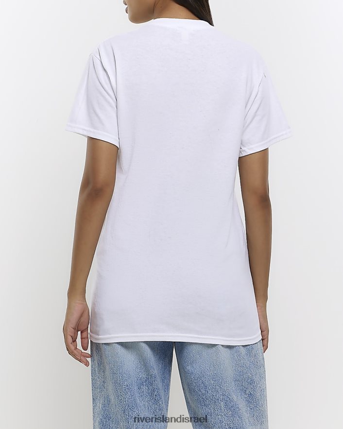 לבוש River Island חולצה בהדפס גרפי לבן נשים BDZ4084600