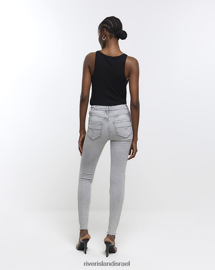 לבוש River Island ג'ינס סופר סקיני קרוע של מולי אפור נשים BDZ4084603