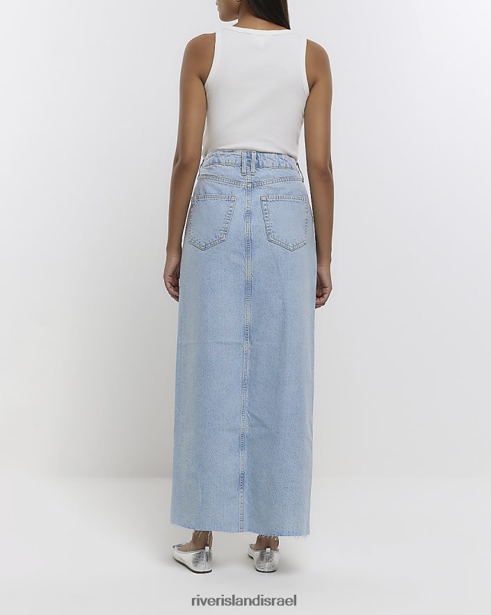 לבוש River Island חצאית מקסי ג'ינס בגזרה גבוהה כְּחוֹל נשים BDZ4084605