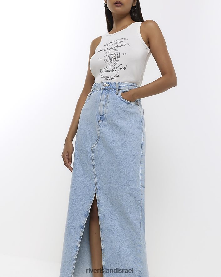 לבוש River Island חצאית מקסי ג'ינס בגזרה גבוהה כְּחוֹל נשים BDZ4084605
