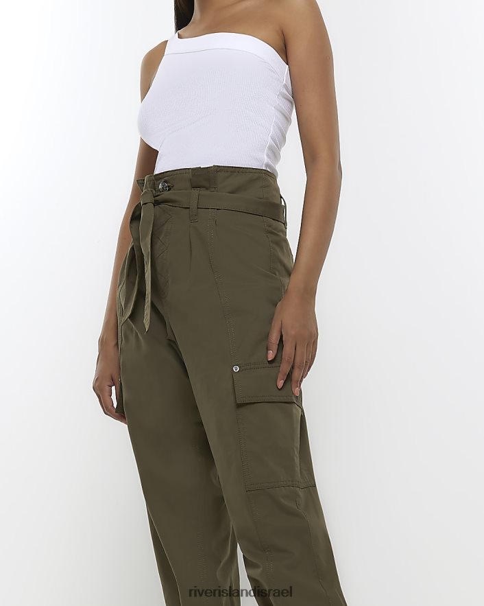 לבוש River Island מכנסיים עם מותן גבוה חָקִי נשים BDZ4084606