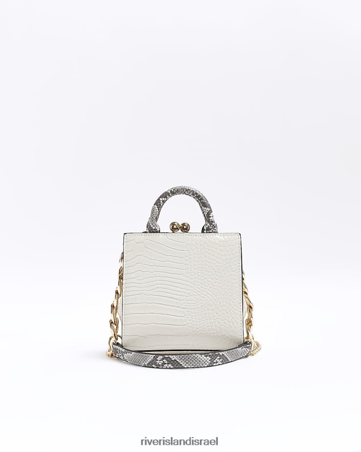 אביזרים River Island תיק קרוס גוף מובלט בפטנט לבן נשים BDZ4084608
