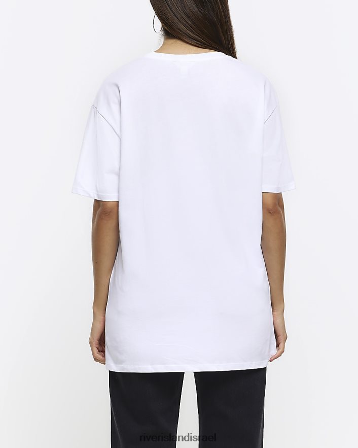 לבוש River Island חולצה בהדפס גרפי לבן נשים BDZ4084615