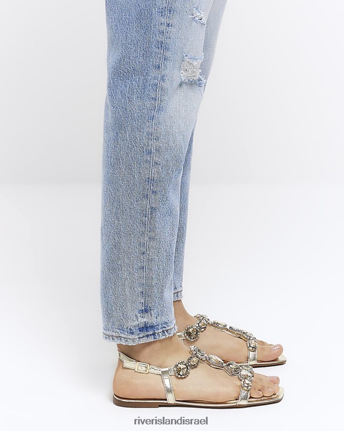 הַנעָלָה River Island סנדלים שטוחים מעוטרים זהב נשים BDZ4084626