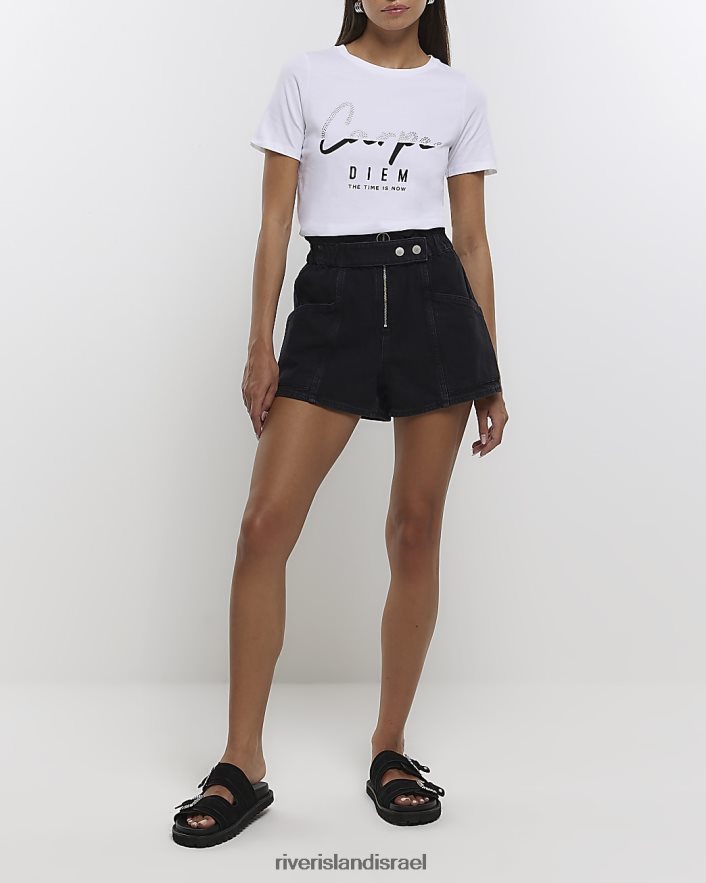 לבוש River Island חולצה בהדפס גרפי לבן נשים BDZ4084630