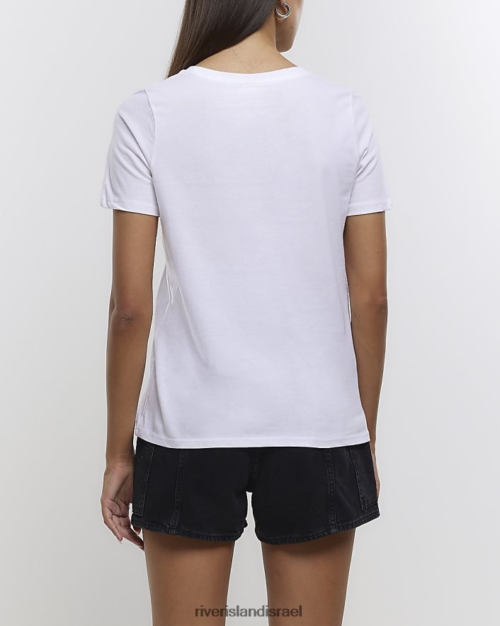 לבוש River Island חולצה בהדפס גרפי לבן נשים BDZ4084630