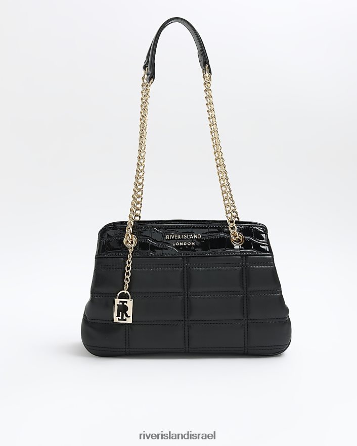 אביזרים River Island תיק כתף שרשרת מרופד שָׁחוֹר נשים BDZ4084639