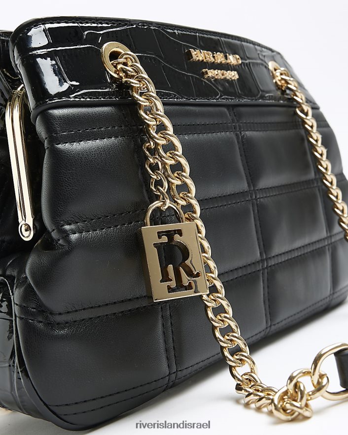 אביזרים River Island תיק כתף שרשרת מרופד שָׁחוֹר נשים BDZ4084639
