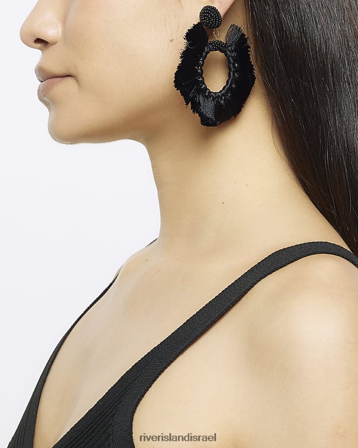 אביזרים River Island עגילי חישוק ציצית שָׁחוֹר נשים BDZ4084646