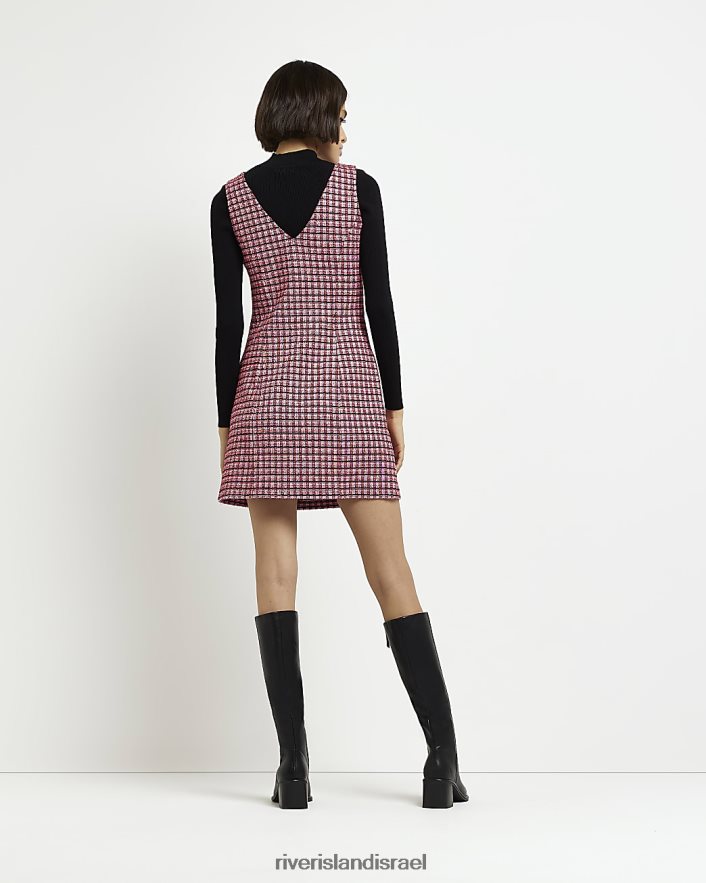 לבוש River Island שמלת מיני משמרת בוקל צ'ק וָרוֹד נשים BDZ408464