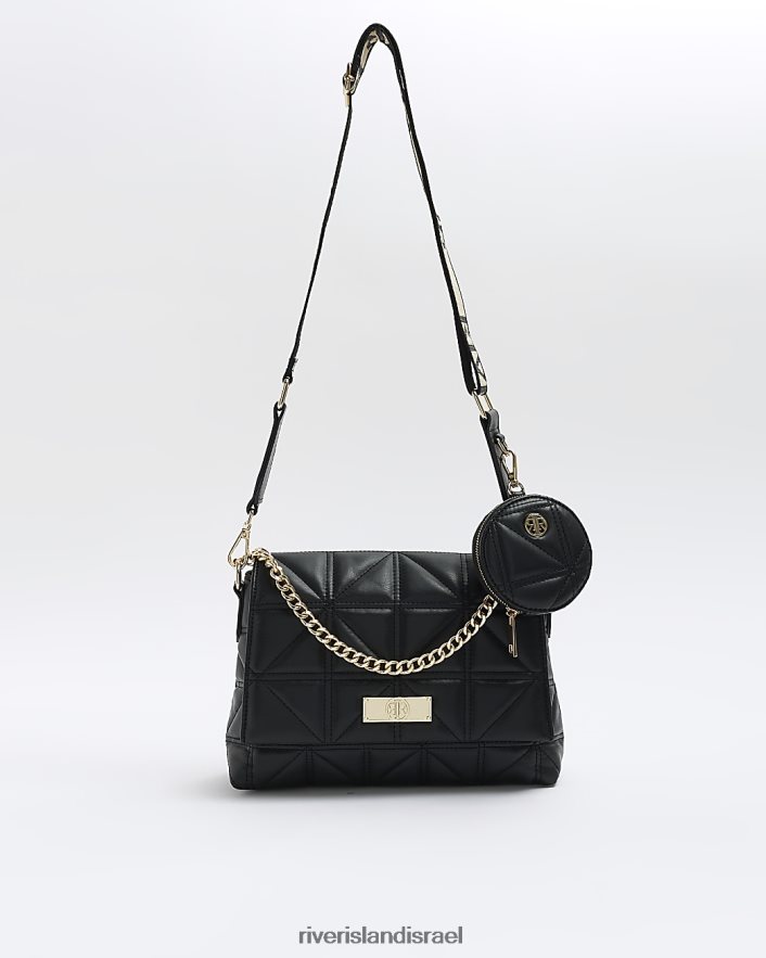 אביזרים River Island תיק קרוס גוף מרופד שָׁחוֹר נשים BDZ4084654