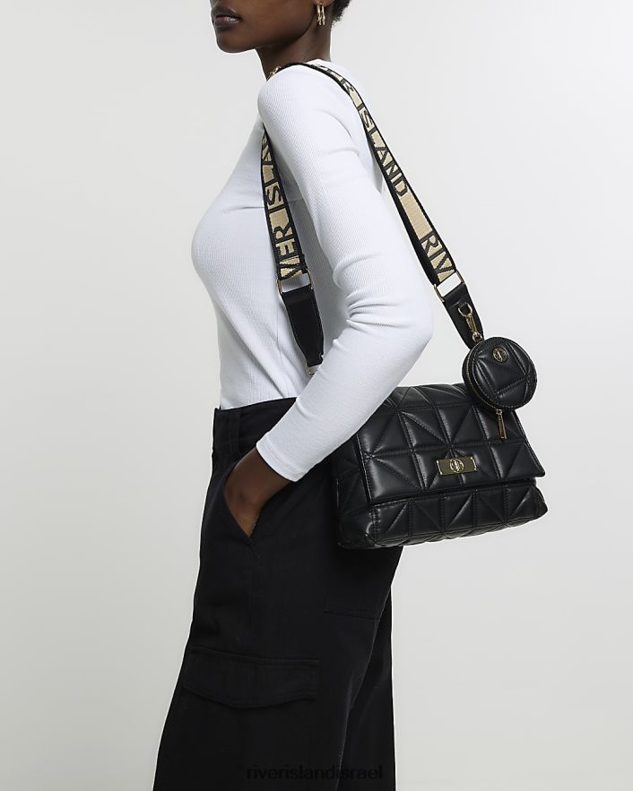 אביזרים River Island תיק קרוס גוף מרופד שָׁחוֹר נשים BDZ4084654