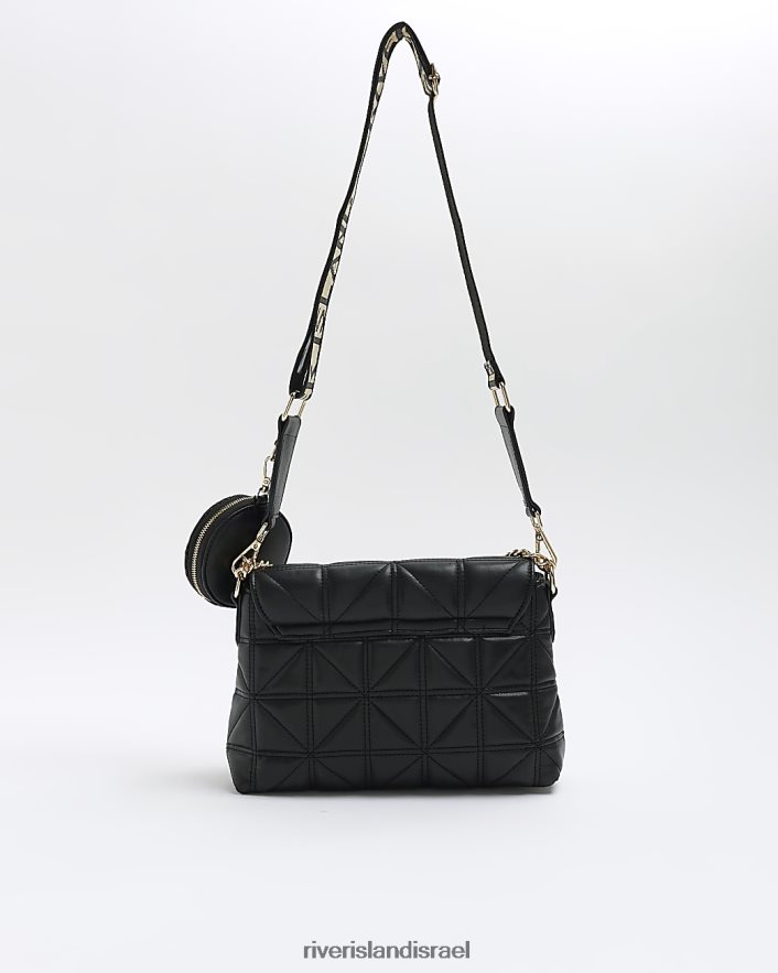 אביזרים River Island תיק קרוס גוף מרופד שָׁחוֹר נשים BDZ4084654