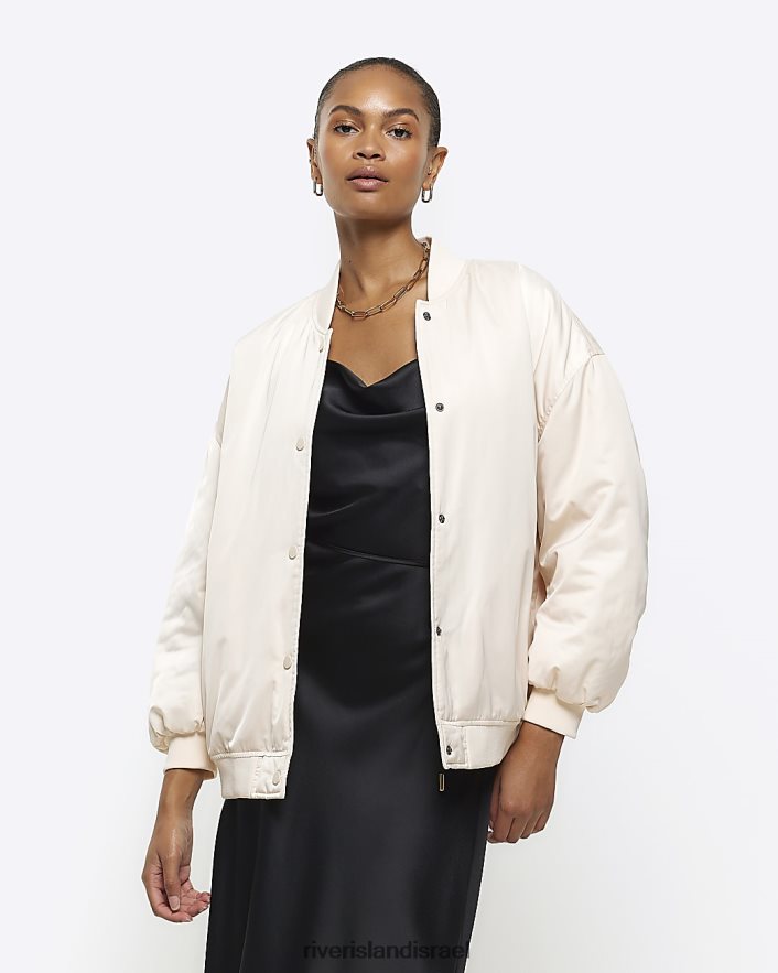 לבוש River Island מעיל בומבר ניילון בז' נשים BDZ408466