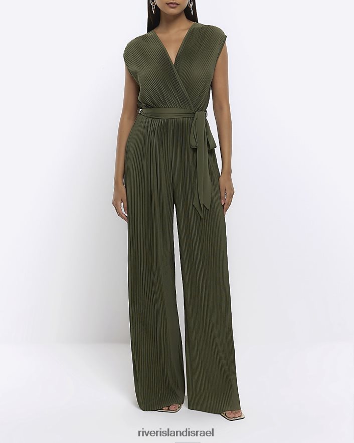 לבוש River Island סרבל לעטוף ללא שרוולים ירוק נשים BDZ4084666