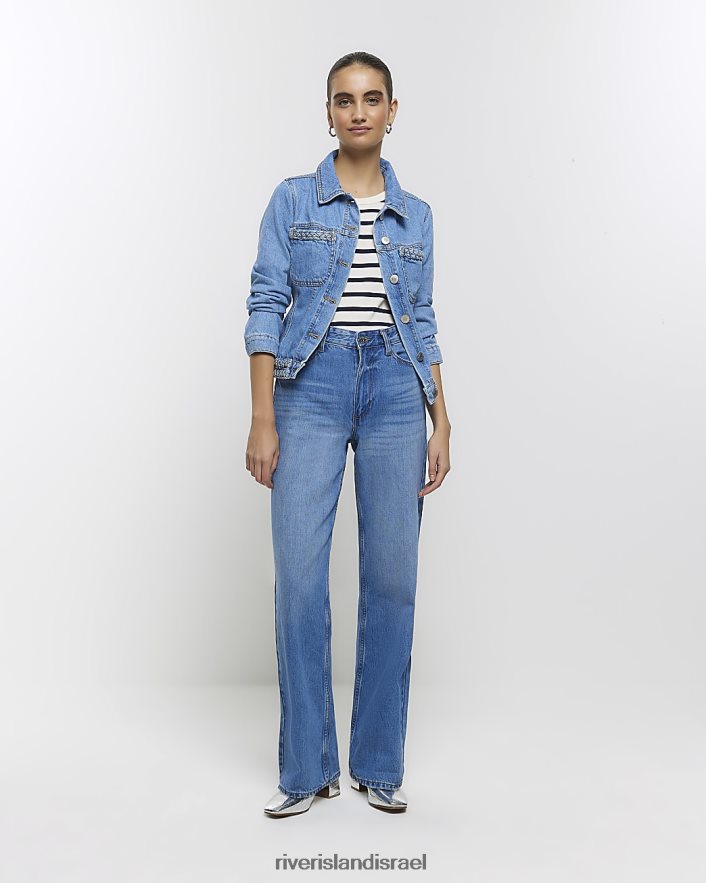 לבוש River Island ז'קט פרט צמת ג'ינס כְּחוֹל נשים BDZ4084667
