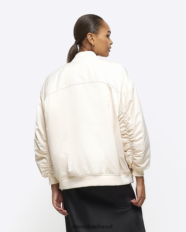 לבוש River Island מעיל בומבר ניילון בז' נשים BDZ408466