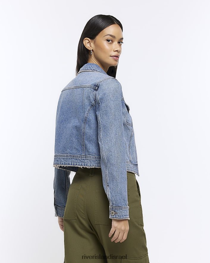 לבוש River Island ז'קט ג'ינס עם רוכסן כְּחוֹל נשים BDZ4084683