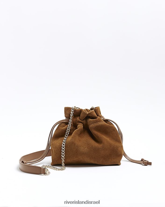 אביזרים River Island תיק צלב גוף שרוך מזמש חום נשים BDZ4084685