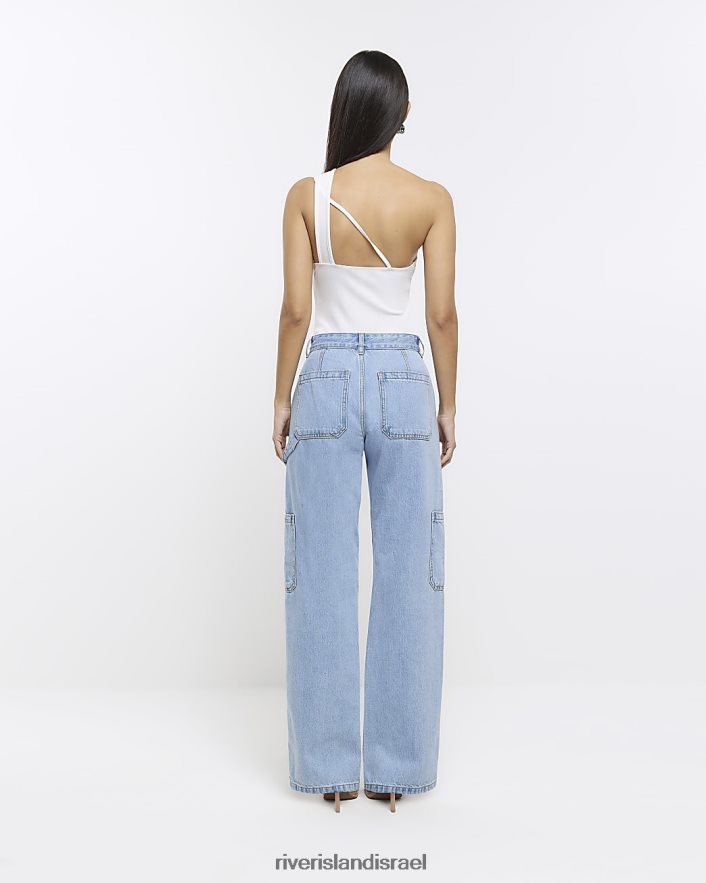 לבוש River Island ג'ינס קרגו רחב מותן גבוה כְּחוֹל נשים BDZ4084697