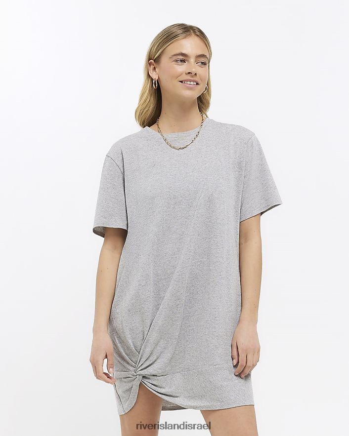 לבוש River Island שמלת מיני חולצת טריקו אפור נשים BDZ4084716