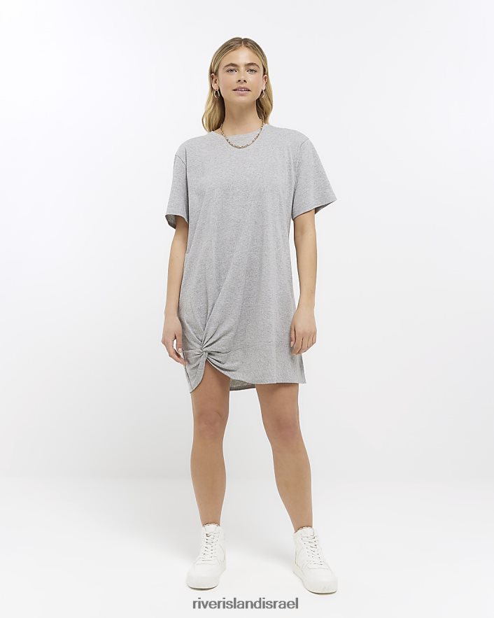 לבוש River Island שמלת מיני חולצת טריקו אפור נשים BDZ4084716