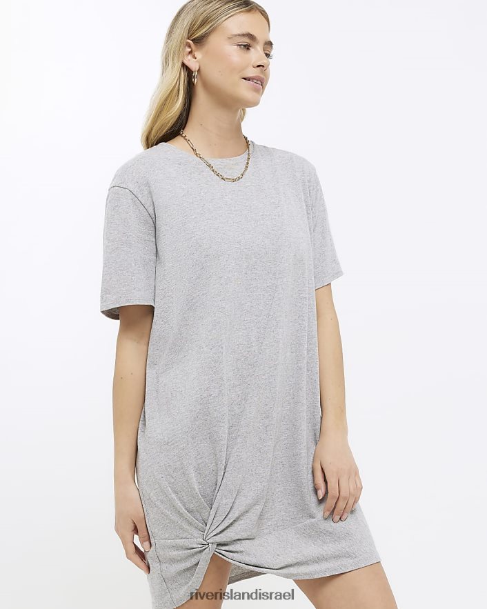 לבוש River Island שמלת מיני חולצת טריקו אפור נשים BDZ4084716