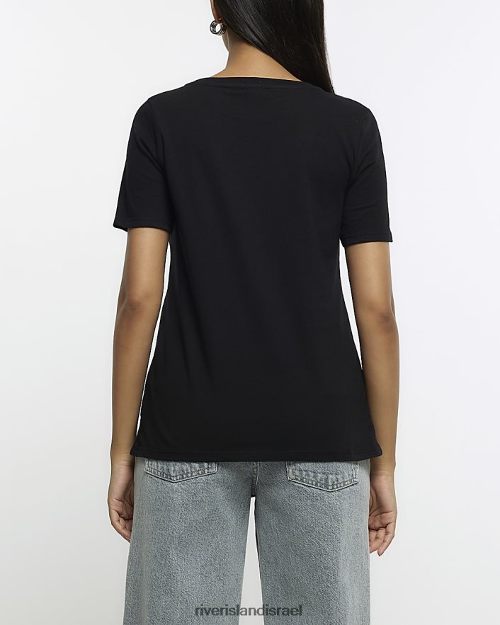 לבוש River Island חולצה בהדפס פרפרים שָׁחוֹר נשים BDZ4084717