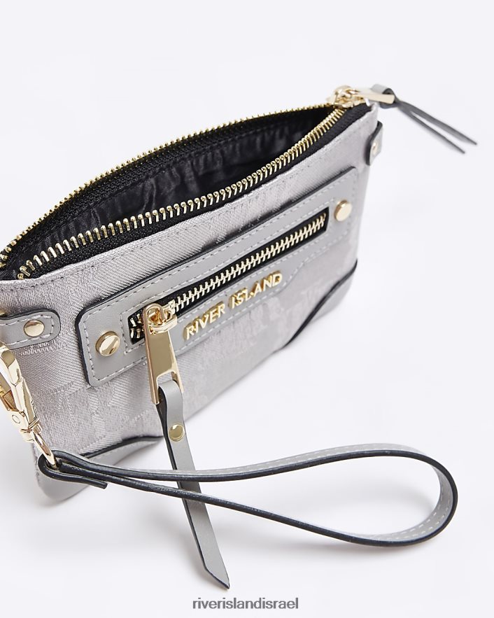 אביזרים River Island נרתיק ז'קארד עם רוכסן אפור נשים BDZ4084718