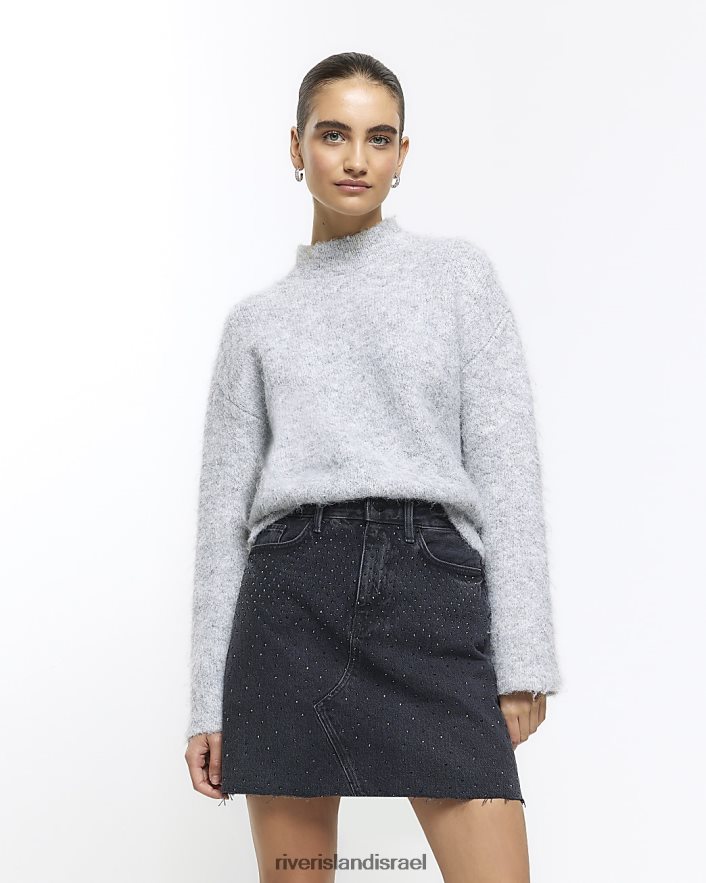 לבוש River Island חצאית מיני מעוטרת שָׁחוֹר נשים BDZ4084720