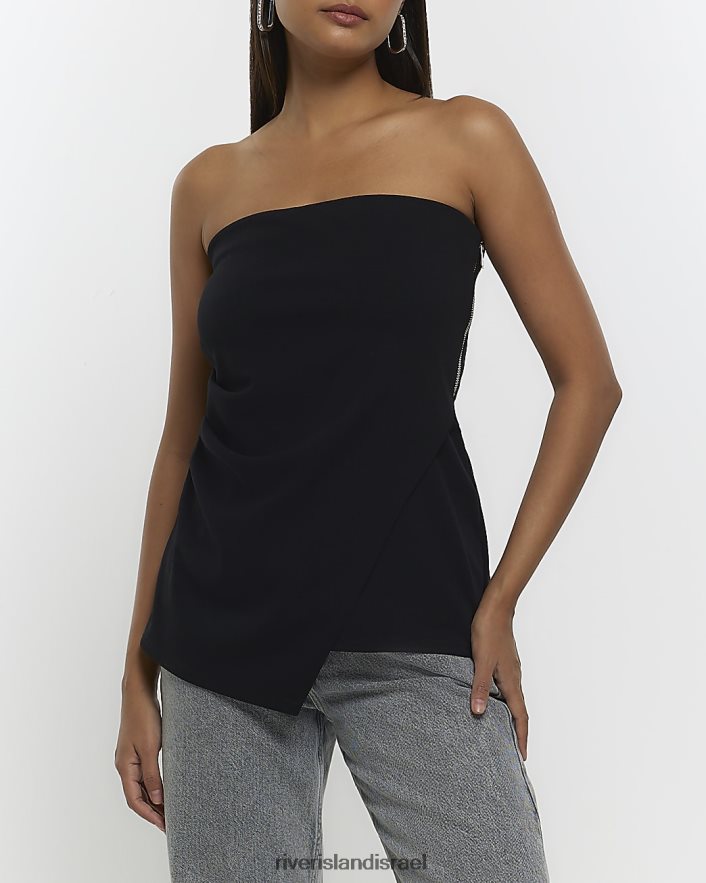 לבוש River Island חלק עליון א-סימטרי בנדו שָׁחוֹר נשים BDZ4084726