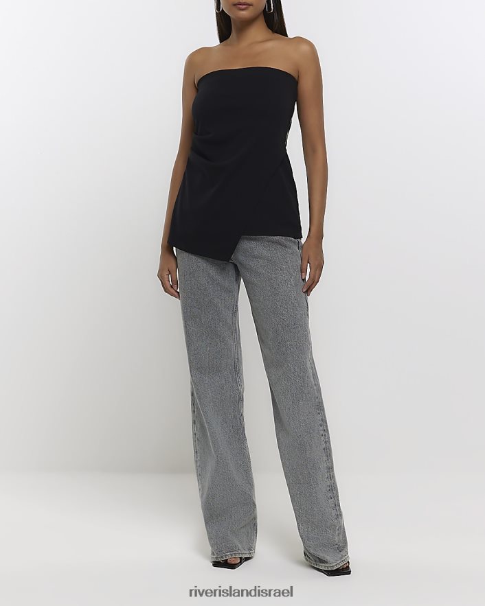 לבוש River Island חלק עליון א-סימטרי בנדו שָׁחוֹר נשים BDZ4084726