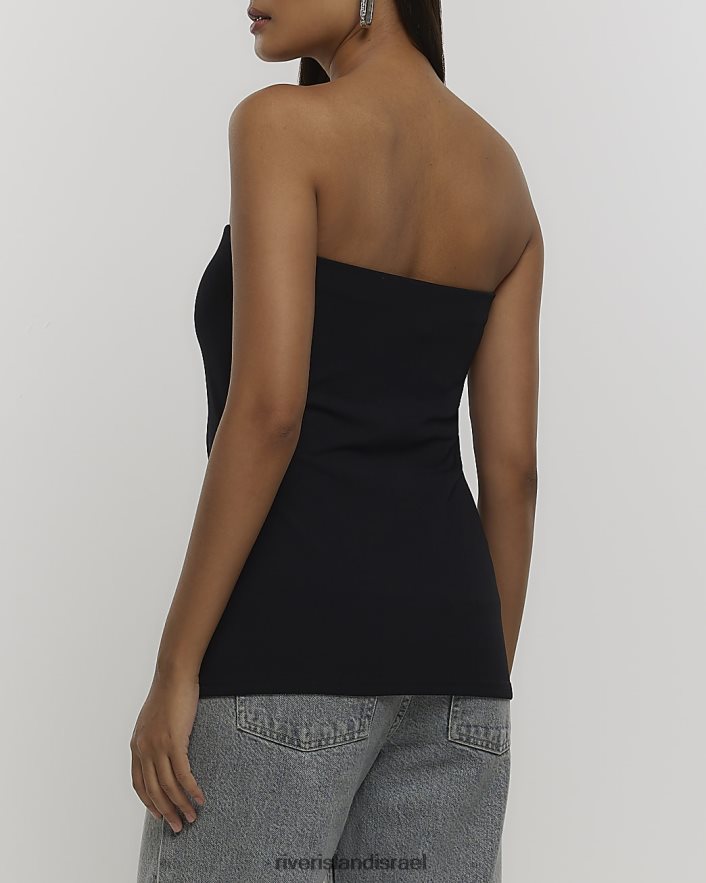 לבוש River Island חלק עליון א-סימטרי בנדו שָׁחוֹר נשים BDZ4084726