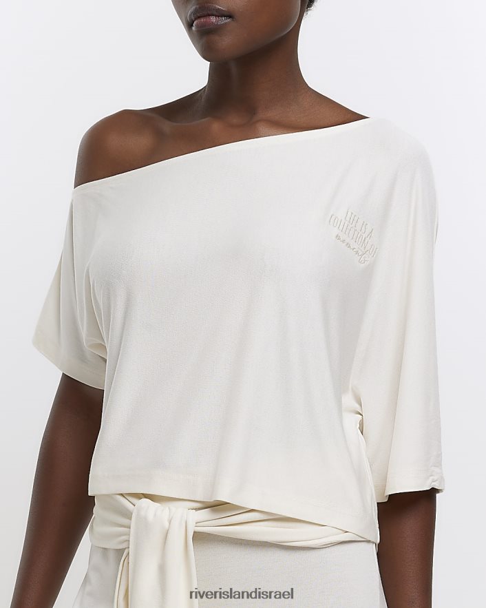 לבוש River Island חלק עליון רקום מחוץ לכתף קרם נשים BDZ4084729