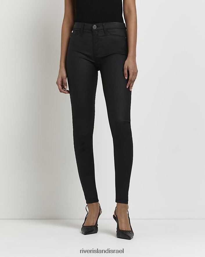 לבוש River Island ג'ינס סקיני בציפוי מולי בינוני שָׁחוֹר נשים BDZ4084743