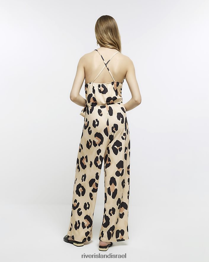 לבוש River Island סרבל מעטפת בהדפס בעלי חיים קרם נשים BDZ4084744