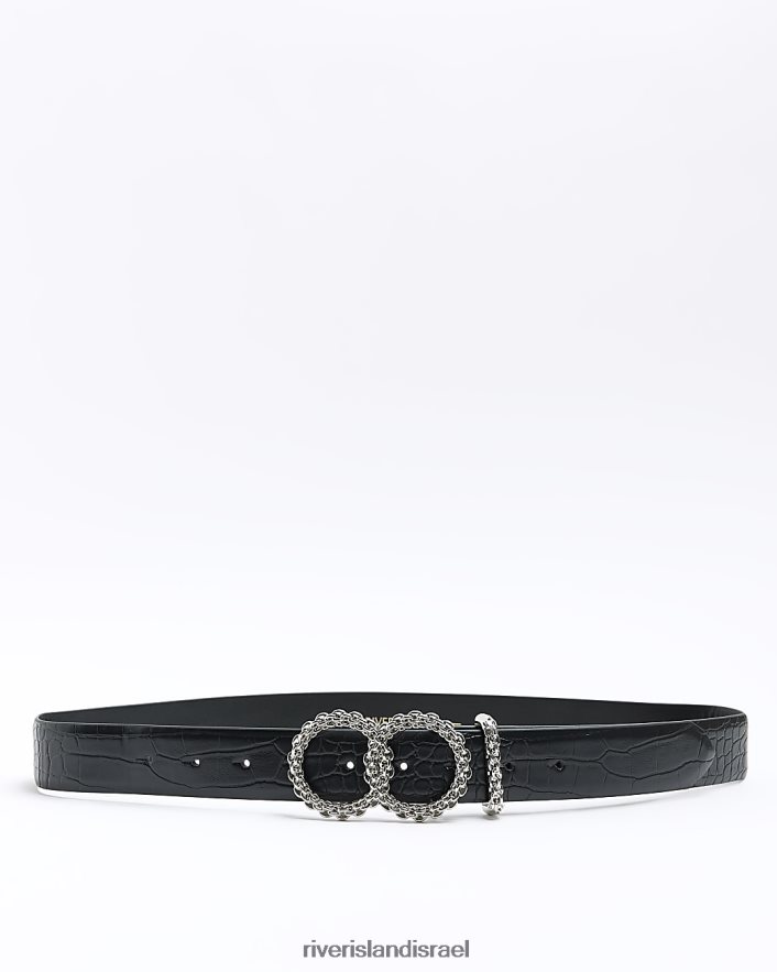 אביזרים River Island חגורת אבזם כפולה שָׁחוֹר נשים BDZ4084754