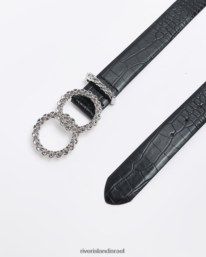 אביזרים River Island חגורת אבזם כפולה שָׁחוֹר נשים BDZ4084754