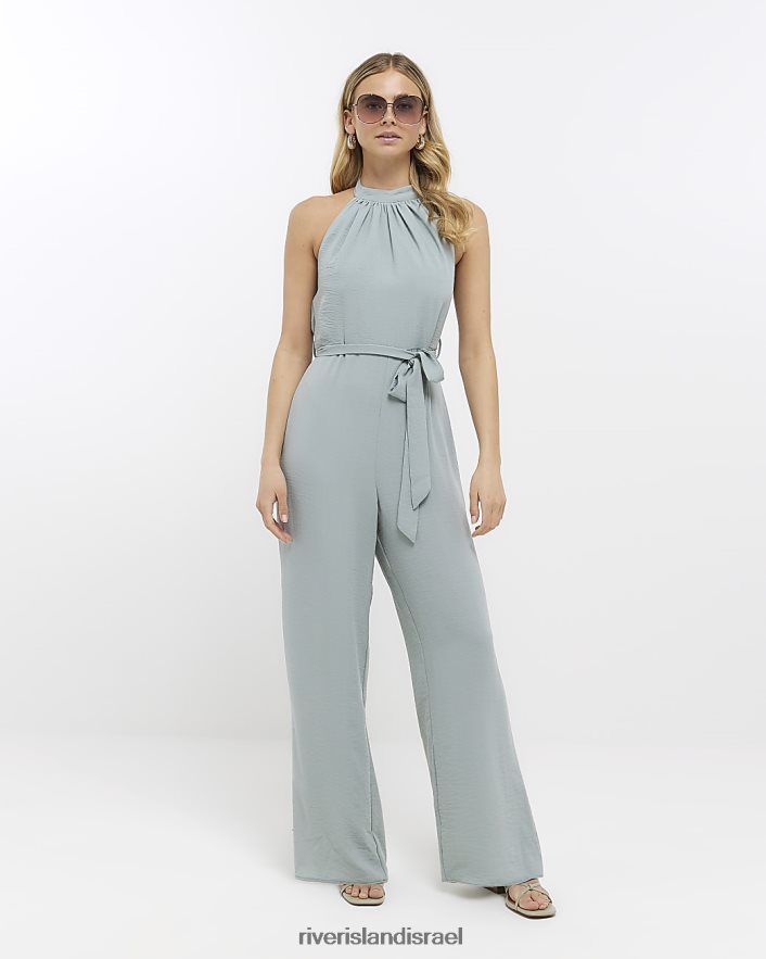 לבוש River Island סרבל עם צווארון ירוק נשים BDZ4084755