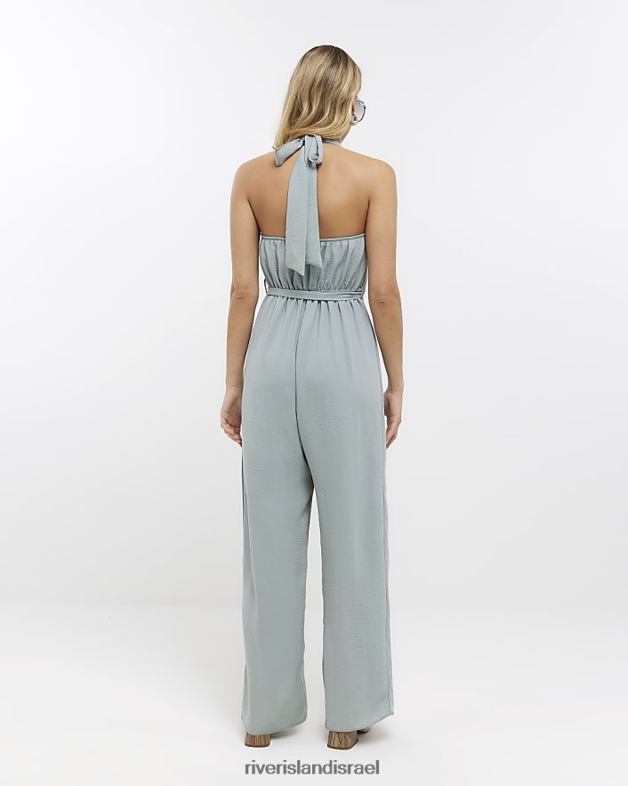 לבוש River Island סרבל עם צווארון ירוק נשים BDZ4084755