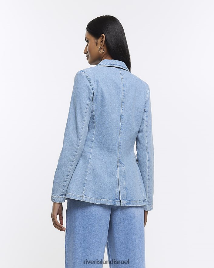 לבוש River Island ז'קט בלייזר ג'ינס כְּחוֹל נשים BDZ4084759