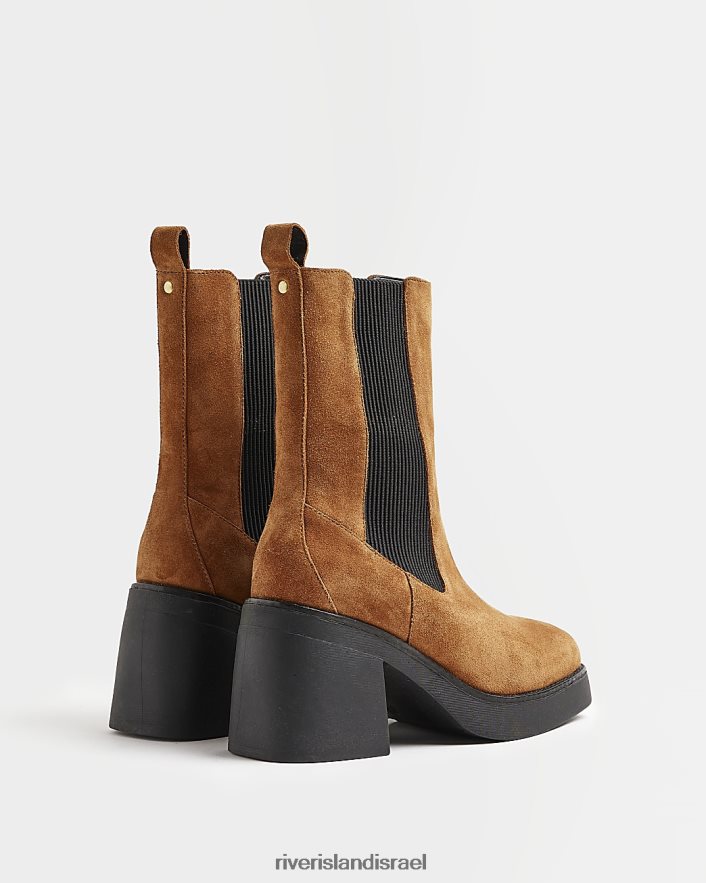 הַנעָלָה River Island מגפי צ'לסי עם עקב זמש חום נשים BDZ4084774
