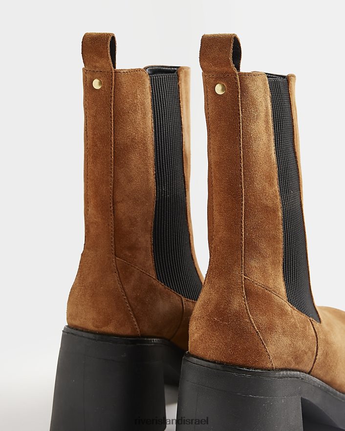 הַנעָלָה River Island מגפי צ'לסי עם עקב זמש חום נשים BDZ4084774