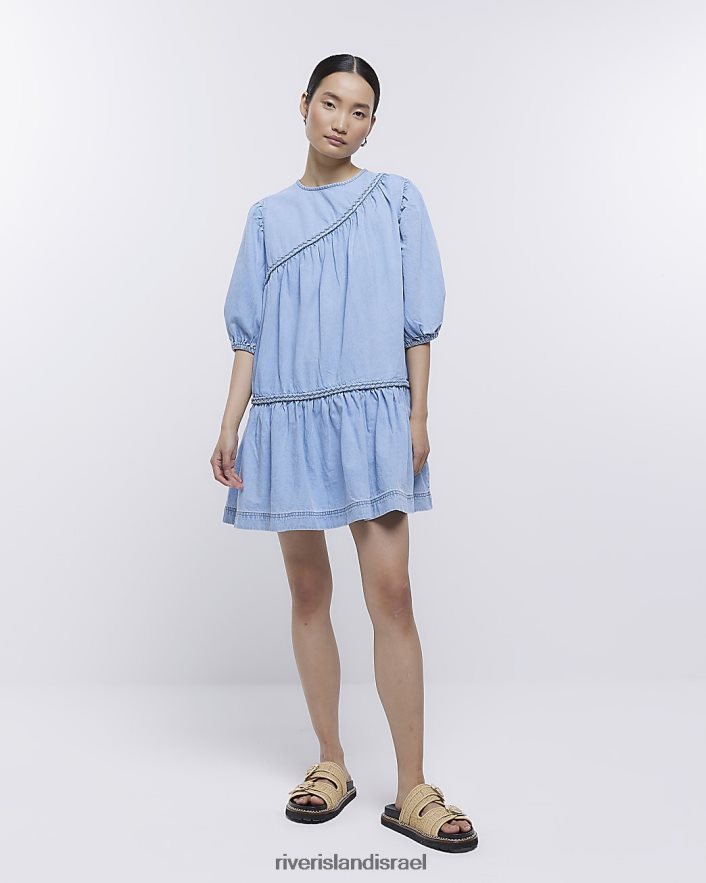 לבוש River Island שמלת מיני ג'ינס סמוק כְּחוֹל נשים BDZ4084780