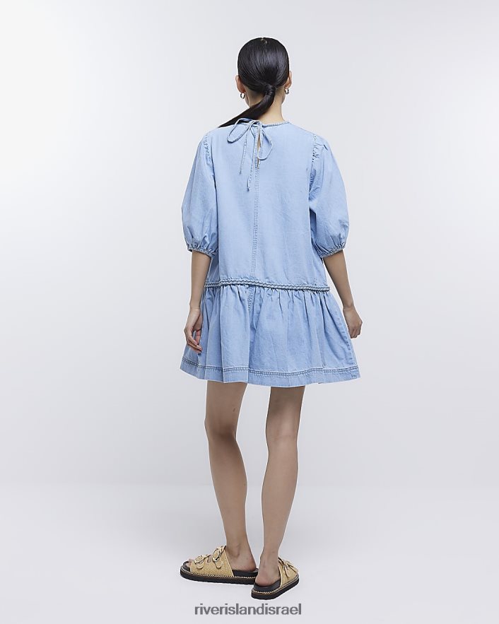 לבוש River Island שמלת מיני ג'ינס סמוק כְּחוֹל נשים BDZ4084780
