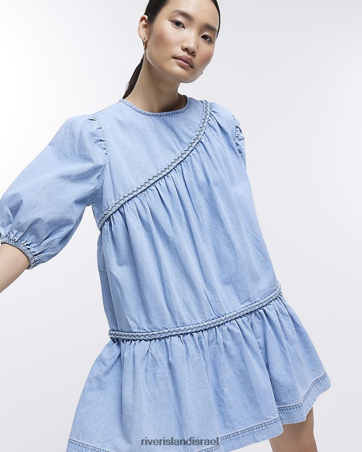 לבוש River Island שמלת מיני ג'ינס סמוק כְּחוֹל נשים BDZ4084780