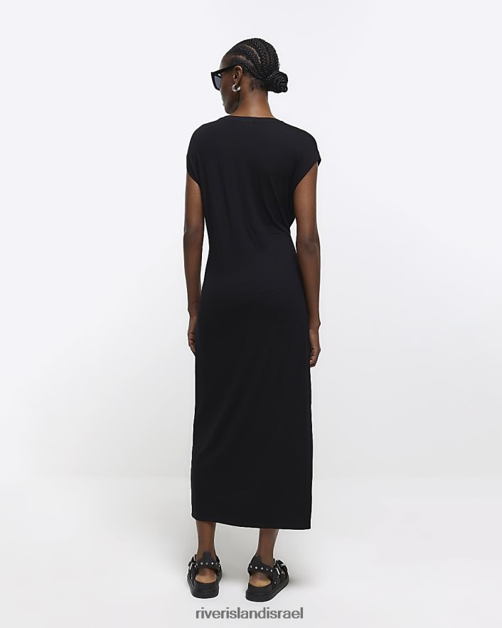 לבוש River Island שמלת מידי של חולצת טריקו שָׁחוֹר נשים BDZ4084783