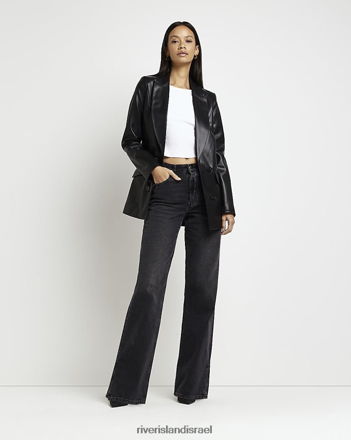 לבוש River Island בלייזר מעור מלאכותי שָׁחוֹר נשים BDZ4084784