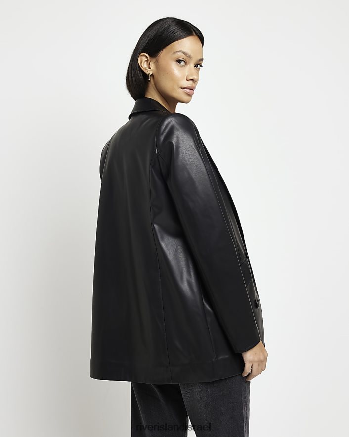 לבוש River Island בלייזר מעור מלאכותי שָׁחוֹר נשים BDZ4084784